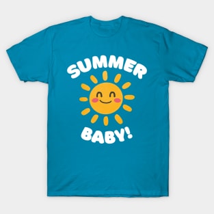 Summer Baby - Retro Smiley Sun Design T-Shirt